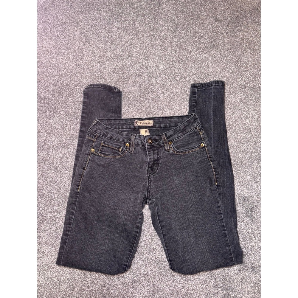 Aphrodite Women's Dark Wash Skinny Jeans w/ Embroidered Back Pockets - Size 3